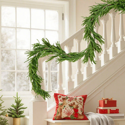Christmas Garland, 9 Ft Norfolk Pine, Real Touch PE