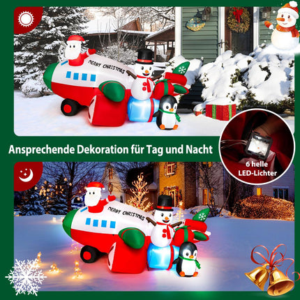Vánoční nafukovací Santa ve vrtulníku s LED, 280 cm
