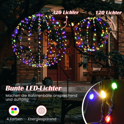 Vánoční svítící koule, 2 ks LED koulí k zavěšení i postavení