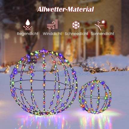 Vánoční svítící koule, 2 ks LED koulí k zavěšení i postavení