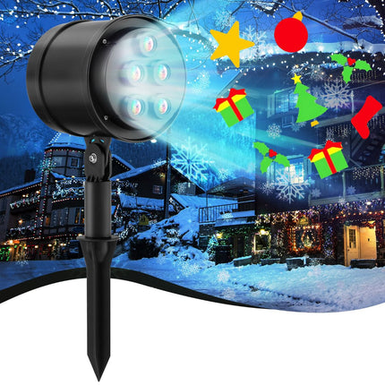 Vánoční světelný projektor, 5 LED, dovnitř i ven, černá