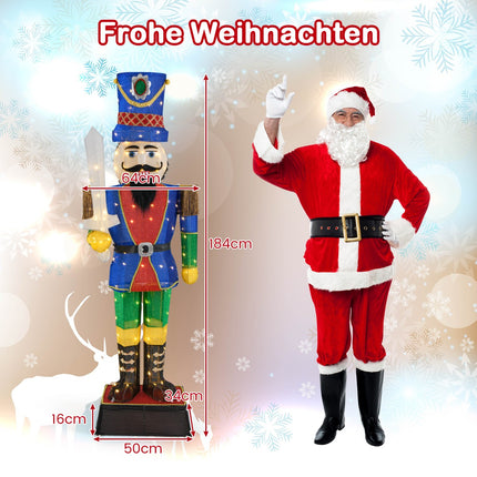 Christmas Nutcracker Set, 184 cm, LED Lit, Outdoor Decor