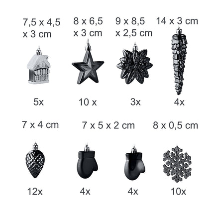Sada vánočních ozdob, 100 ks, 10 designů