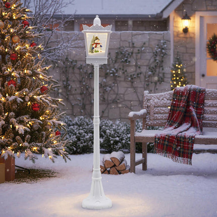 Vánoční pouliční lampa 185 cm, teplá bílá LED, padající sníh