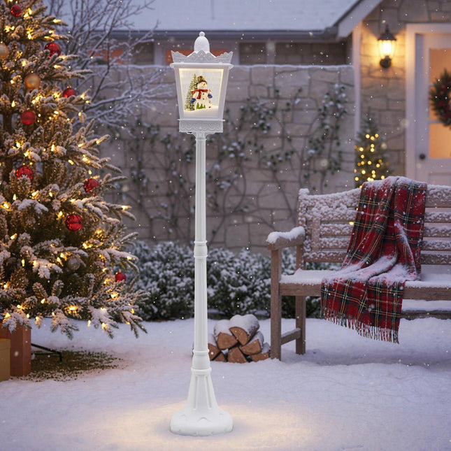Vánoční pouliční lampa 185 cm, teplá bílá LED, padající sníh