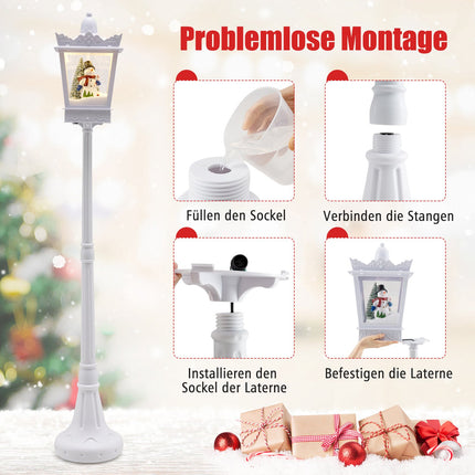 Vánoční pouliční lampa 185 cm, teplá bílá LED, padající sníh