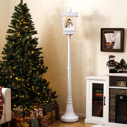 Vánoční pouliční lampa 185 cm, teplá bílá LED, padající sníh