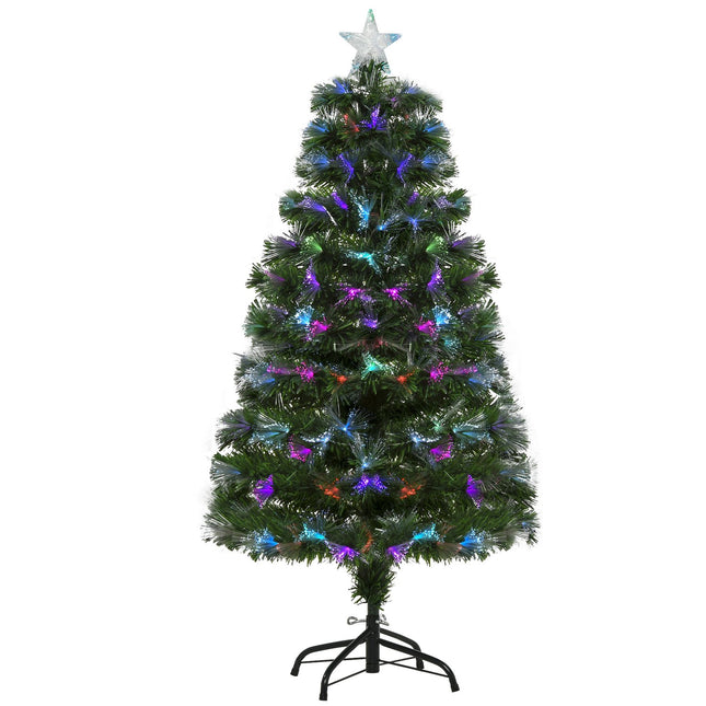 Umělý vánoční stromek, 120 cm, barevná světla a kovový podstavec