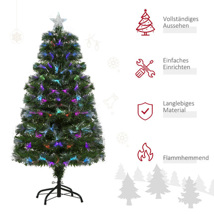 Umělý vánoční stromek, 120 cm, barevná světla a kovový podstavec