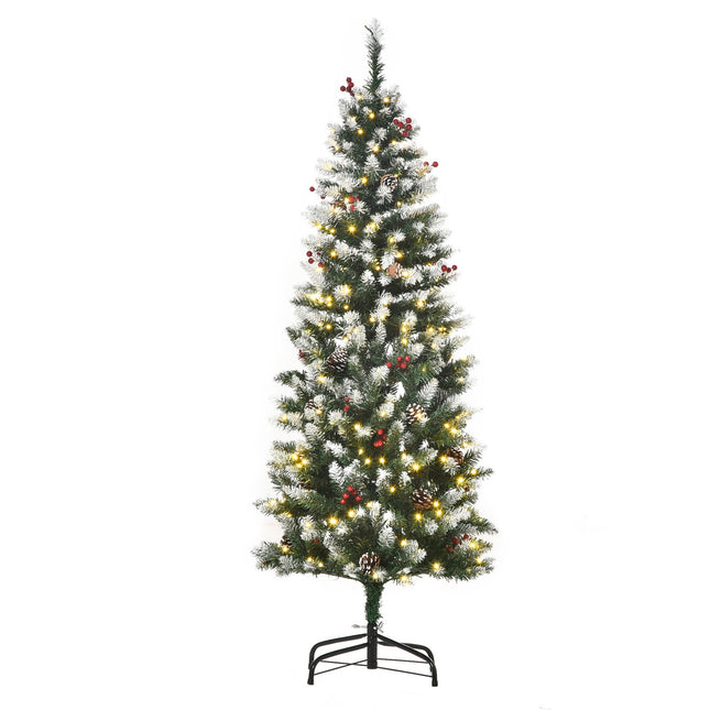 Umělý vánoční stromek, 1.5 M, s LED světly a červenými bobulemi