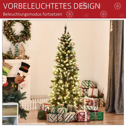 Umělý vánoční stromek, 1.5 M, s LED světly a červenými bobulemi