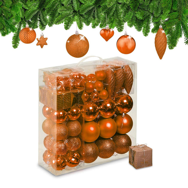 Christmas Tree Baubles Set, 110 Plastic Ornaments