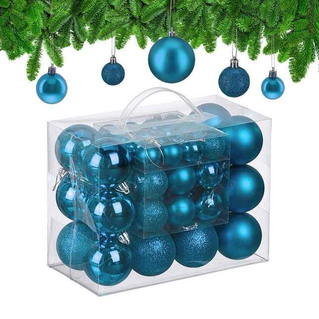 Christmas Tree Baubles Set, 50 Pcs, Plastic Ornaments