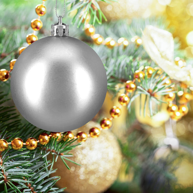 Weihnachtsbaumkugeln Set, Rot & Silber, Verschiedene Größen