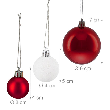 Weihnachtsbaumkugeln Set, Rot & Weiß, Verschiedene Ausführungen