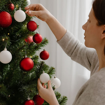 Weihnachtsbaumkugeln Set, Rot & Weiß, Verschiedene Ausführungen