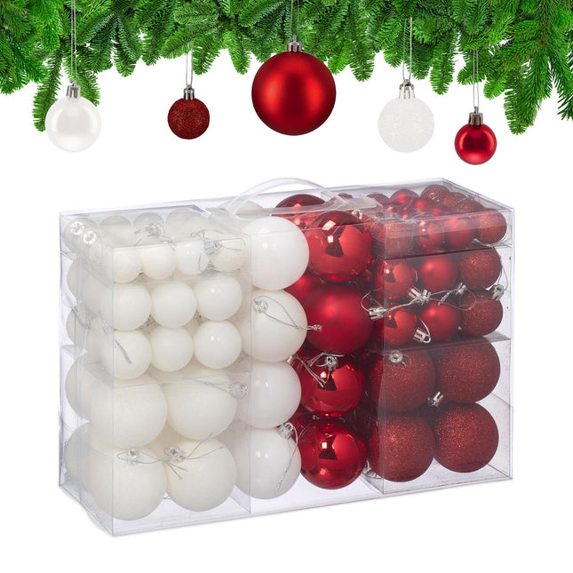 Weihnachtsbaumkugeln Set, Rot & Weiß, Verschiedene Ausführungen