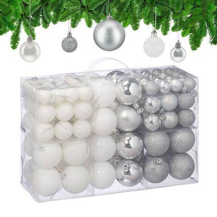 Weihnachtsbaumkugel-Set, Silber & Weiß, verschiedene Ausführungen