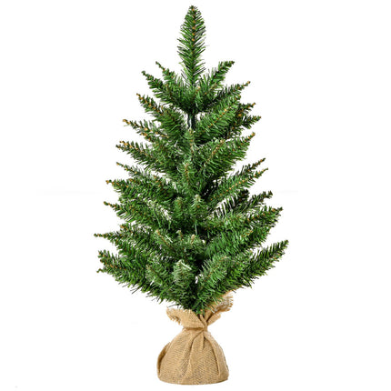 Malý umělý stolní vánoční stromek 60 cm, lněný podstavec