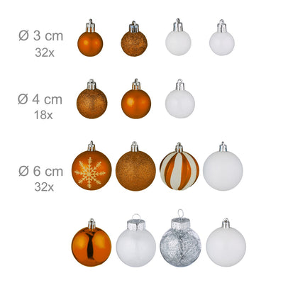 Christmas Tree Ornaments Set, 101 Plastic Baubles