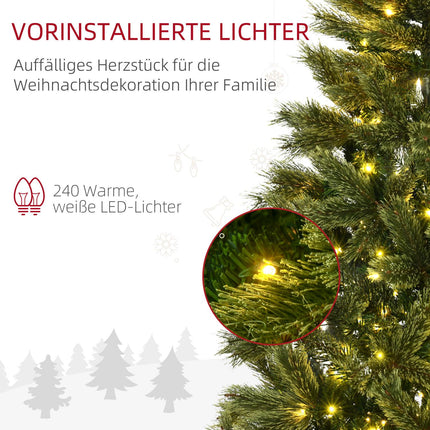 Umělý vánoční stromek 180cm, 586 špiček, 240 LED světel