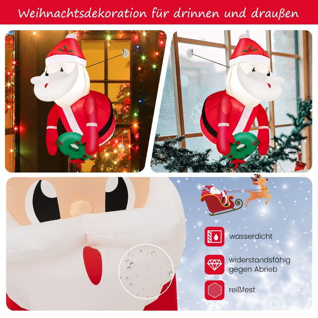 Christmas inflatable Santa Claus from the window with LED lights 45 x 60 x 100 cm red