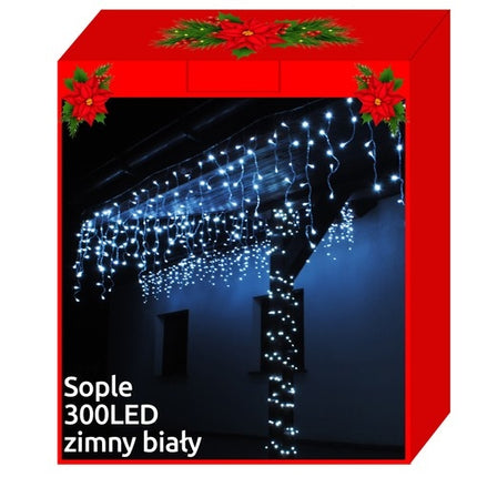Vánoční osvětlení – rampouchy 300 LED studená bílá 31V