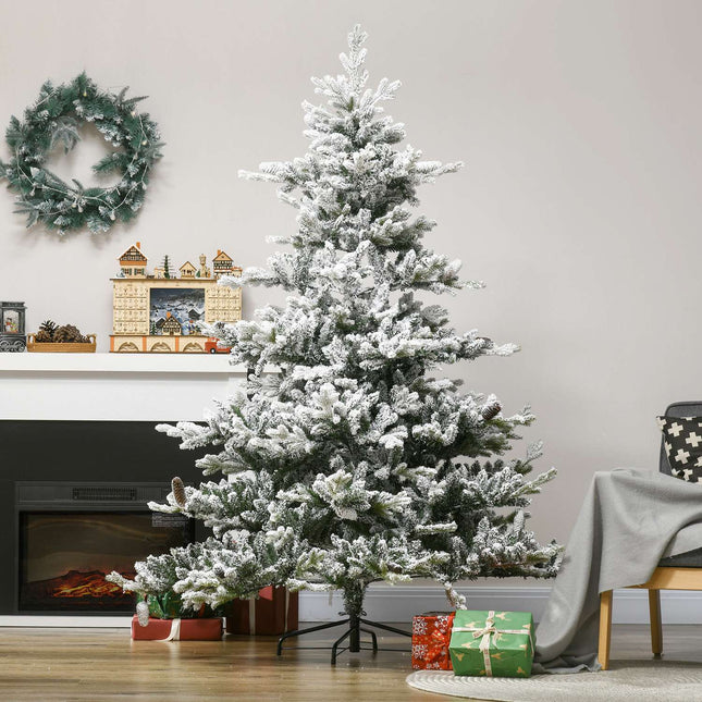 1,8 m künstlicher Weihnachtsbaum mit Schnee – 1471 Spitzen