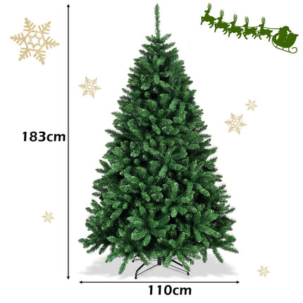 Vánoční stromek 183 cm, umělý stromek se skládacím kovovým stojanem