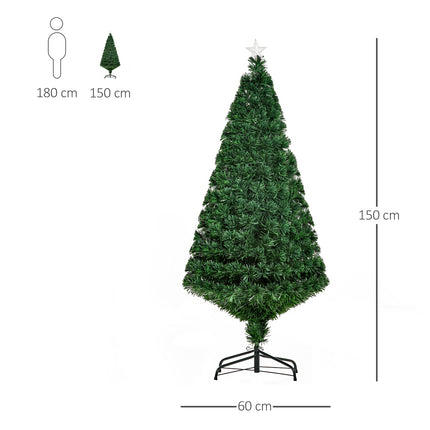 Umělý vánoční stromek 150 cm s LED světly a kovovým stojanem