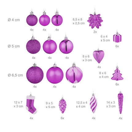 Kerstboomballen in een set van 72 stuks