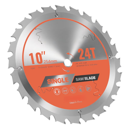 Circular Saw Blade, 10 Inch 24T, 5/8 Inch Arbor, Wood