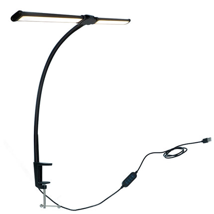 Clamp-On LED Desk Lamp, 61cm Dual Head USB Dimmable