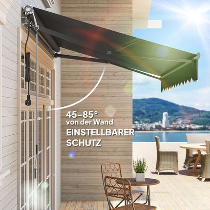 Napínací markýza s klikou, UV 30+, 300cm, tmavě šedá