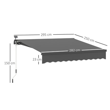 Upínací slunečník s klikou, ochrana UV 50+, 300 cm šedá