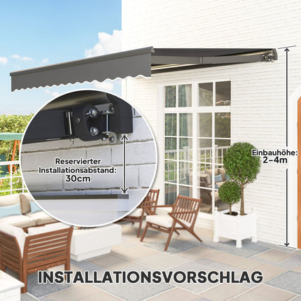 Napínací markýza s klikou, UV 50+, 400 cm, šedá
