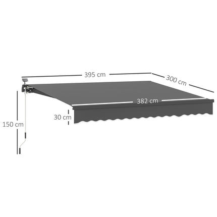 Napínací markýza s klikou, UV 50+, 400 cm, šedá