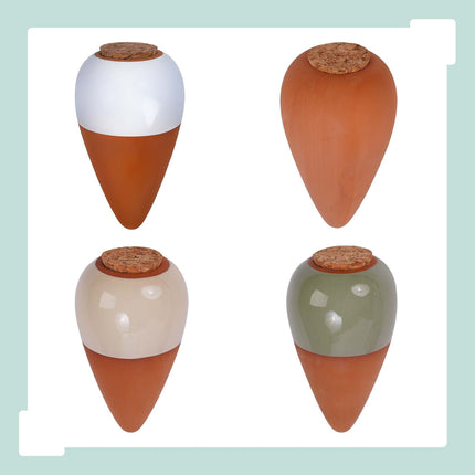 Clay Watering Cones with Lids, 350ml, Light Green, 4-Pack