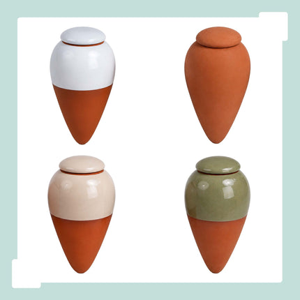 Clay Watering Cones with Lids, 350ml, White, Set of 2