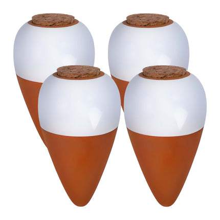 Clay Watering Cones with Lids, 350ml, White, Set of 4