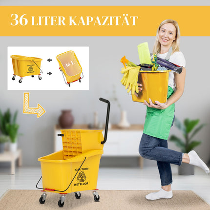 Úklidový vozík s 36L kbelíkem a mopem pro budovy