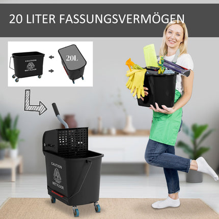 Úklidový vozík s 20L dvoukomorovými kbelíky – černá