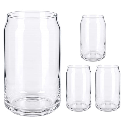 Průhledné sklenice na long drink ve tvaru plechovky, sada 4 ks