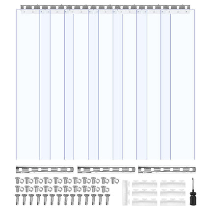 Clear PVC Strip Curtain, 2.1 x 1 m, 2 mm, 7 Strips
