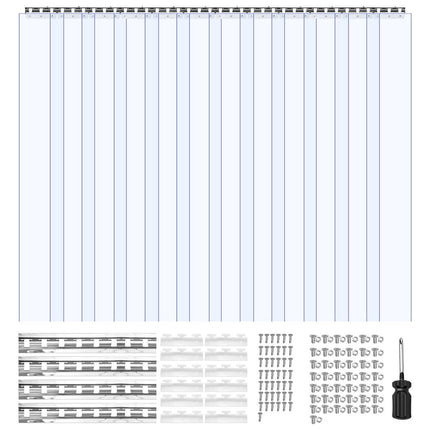 Clear PVC Strip Curtain, 2.4 x 2.1 m, 14 Strips