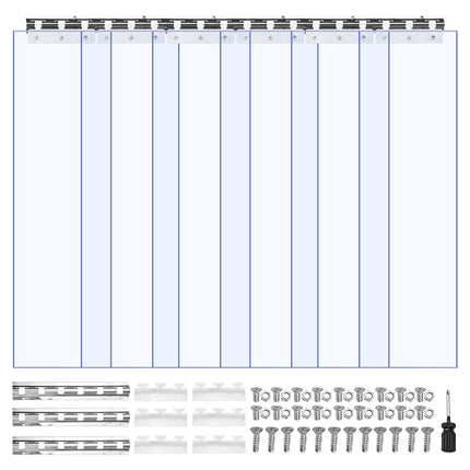 Clear PVC Strip Curtain, 84x38 in, 2 mm, 6-Pack