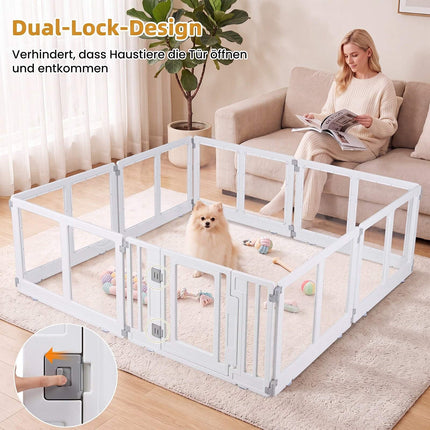 Clear Plastic Dog Playpen with Locking Door, 8 Panels
