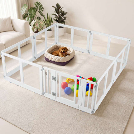 Clear Plastic Dog Playpen with Locking Door, 8 Panels