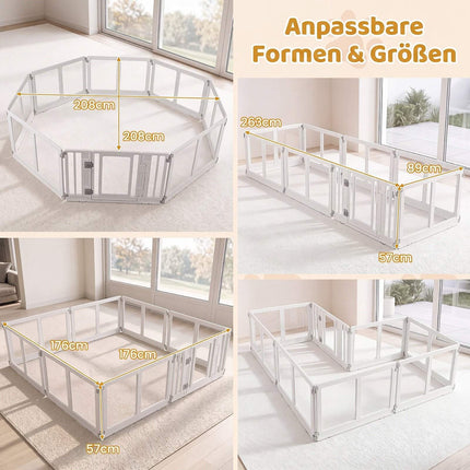 Clear Plastic Dog Playpen with Locking Door, 8 Panels