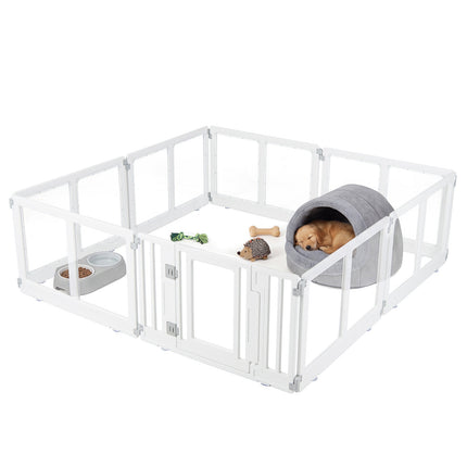 Clear Plastic Dog Playpen with Locking Door, 8 Panels